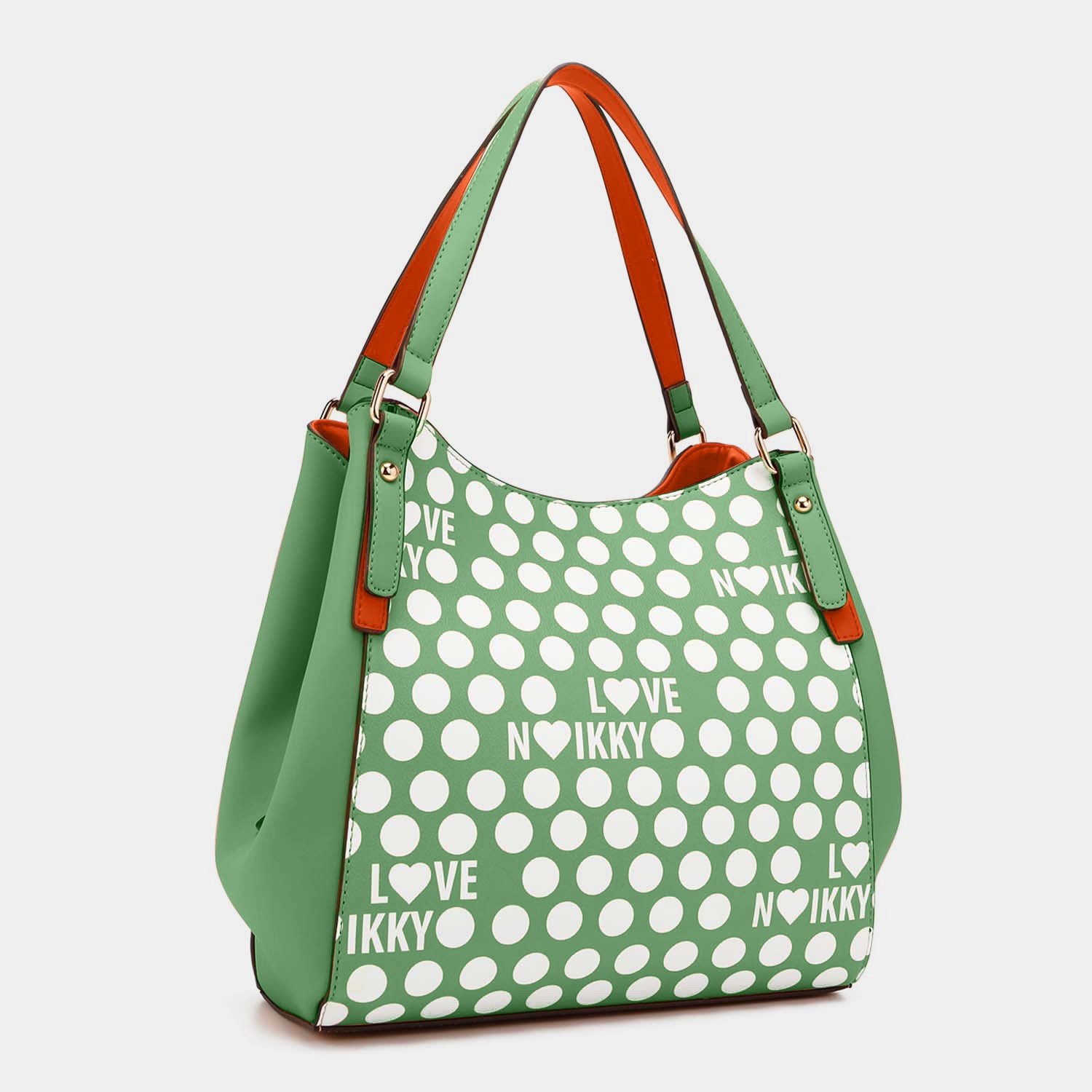 Nicole Lee USA Contrast Polka Dot Handbag left side