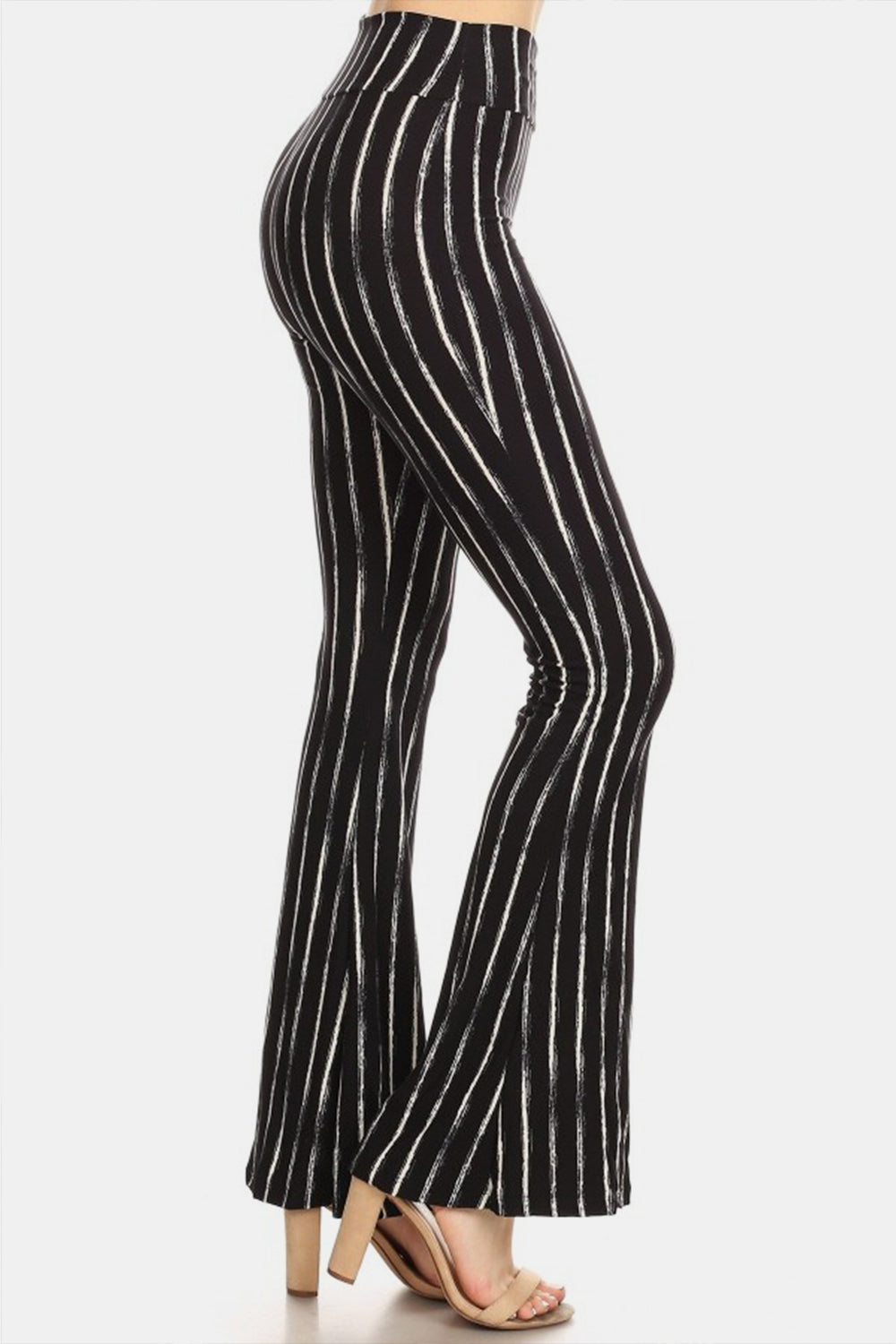 High Waist Striped  Flare Pants