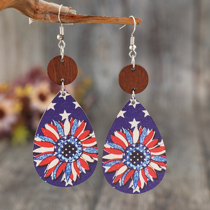 Printed PU Leather Dangle Earrings