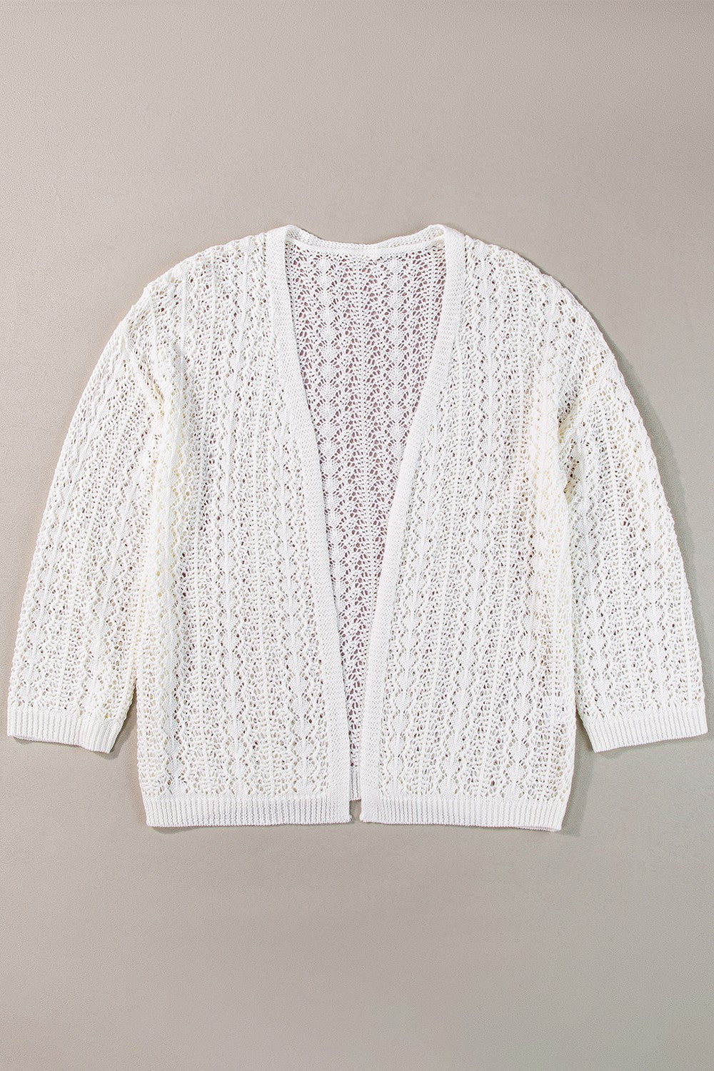 Openwork Open Front Dropped Shoulder Cardigan