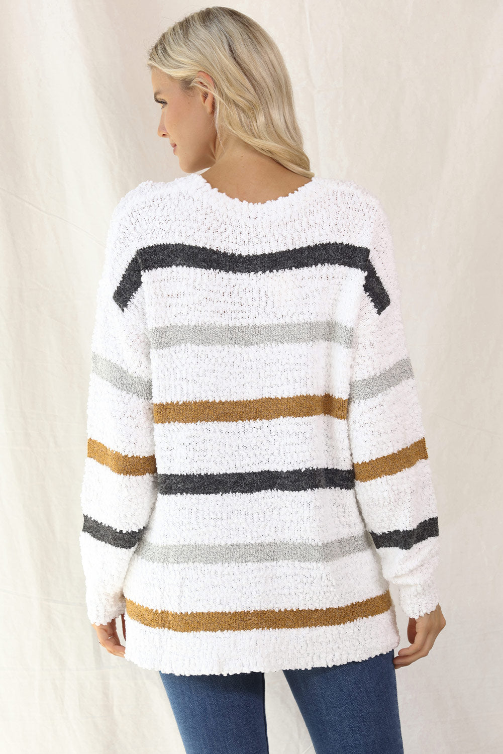 Striped Round Neck Long Sleeve Sweater