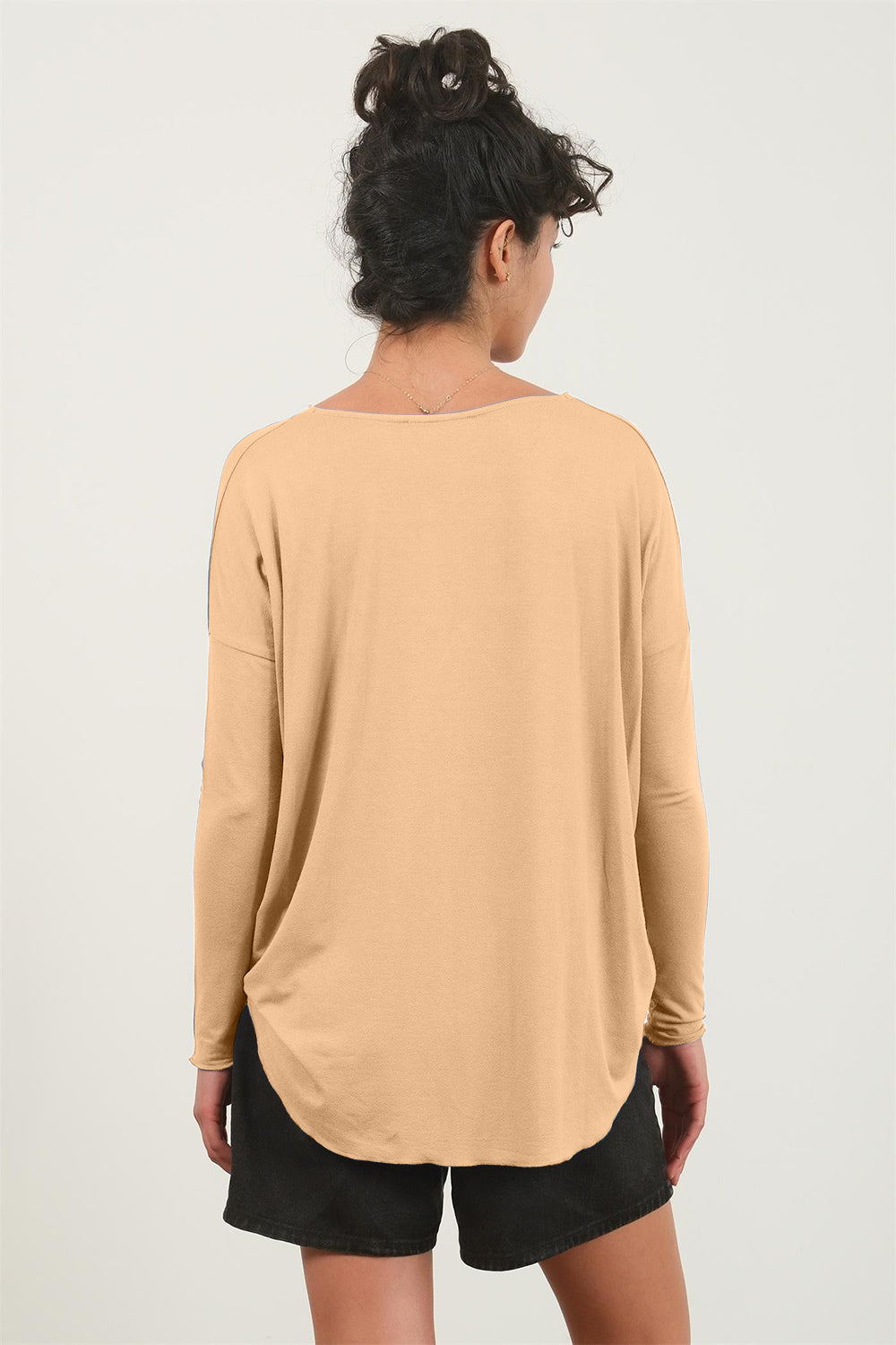 HYFVE Draped Drop Shoulder Long Sleeve Top