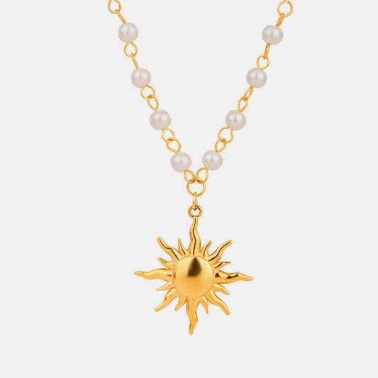 18K Gold-Plated Pearl Sun Necklace