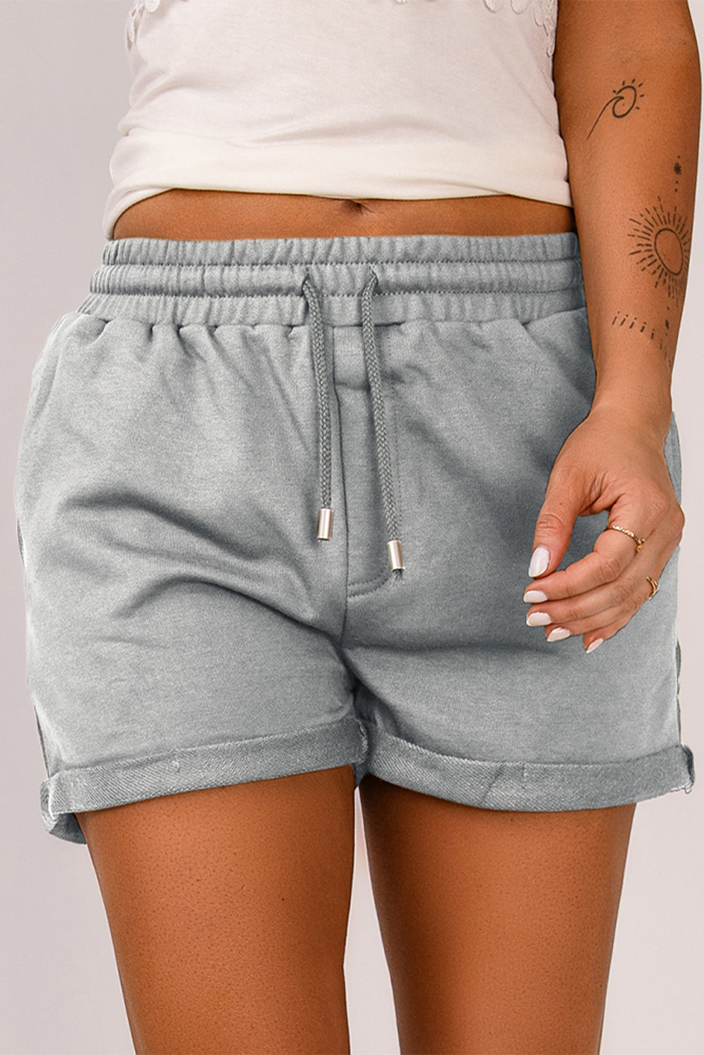 Drawstring Waist Cuffed Shorts