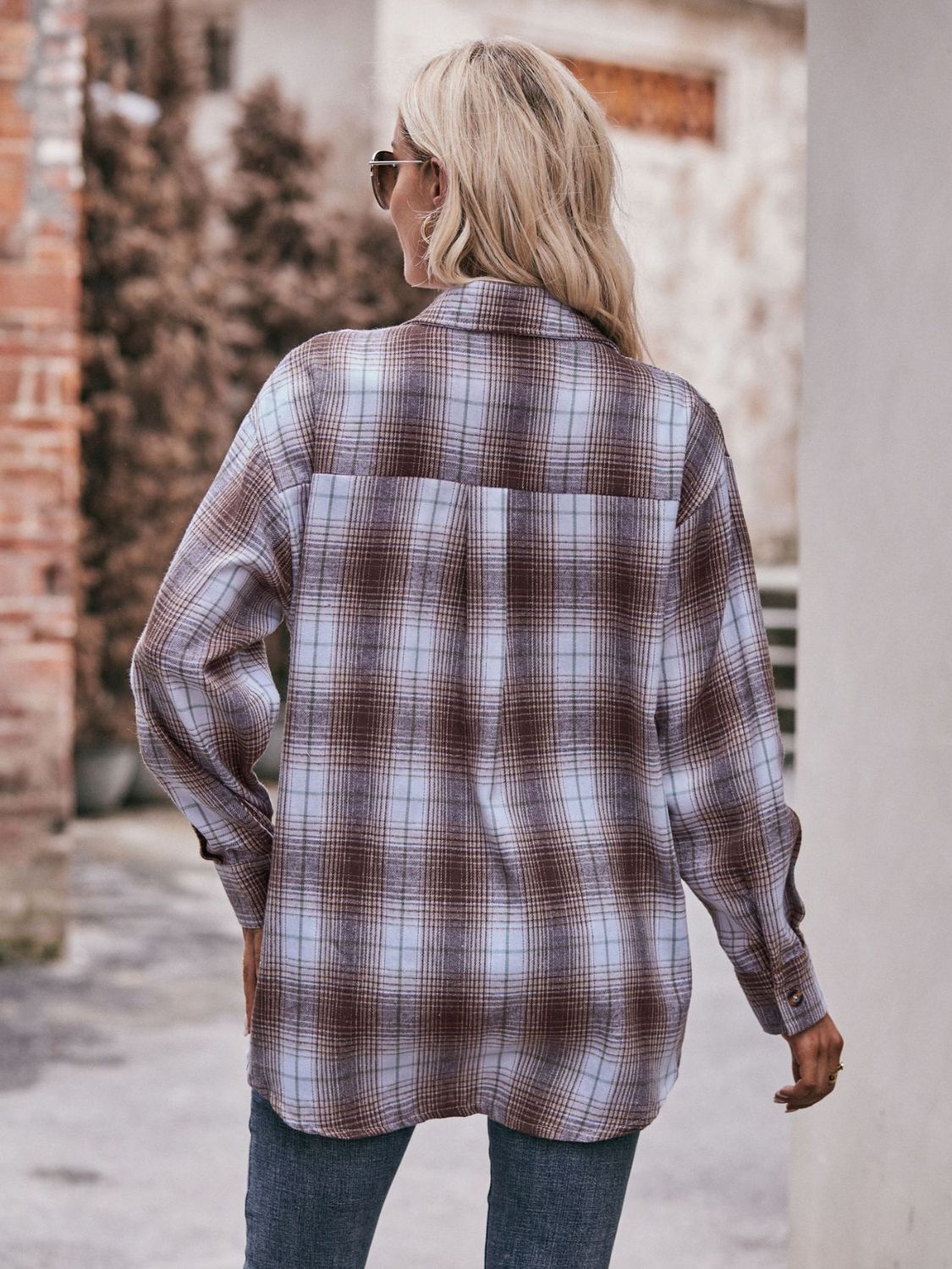 Mandy Plaid Dropped Shoulder Longline Shirt