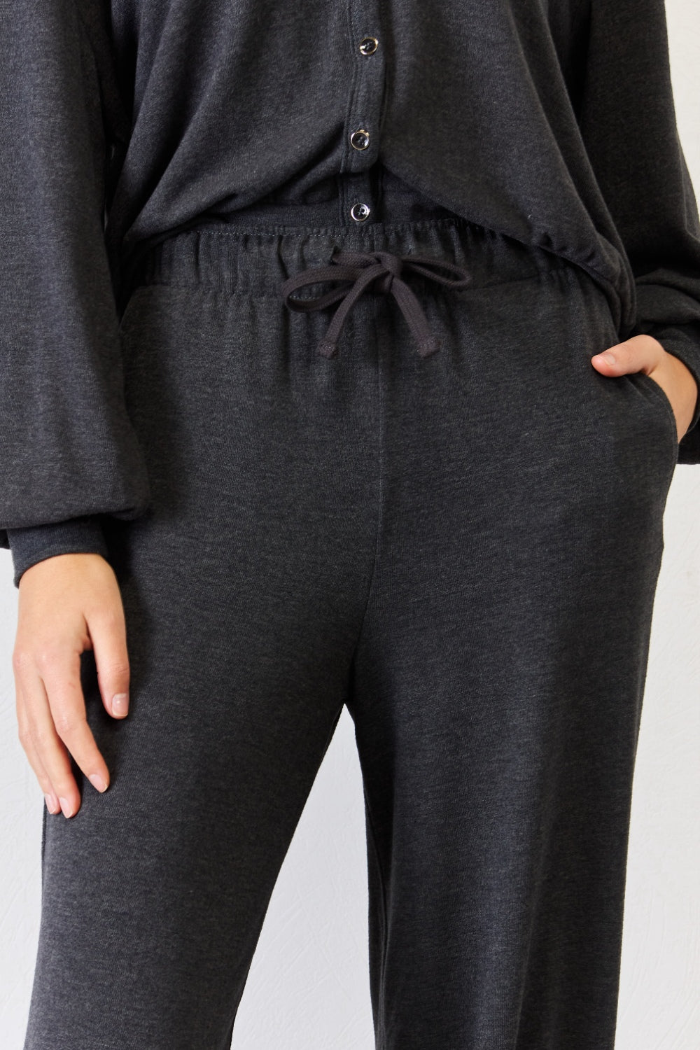 High Waist Drawstring Lounge Joggers  front waiste