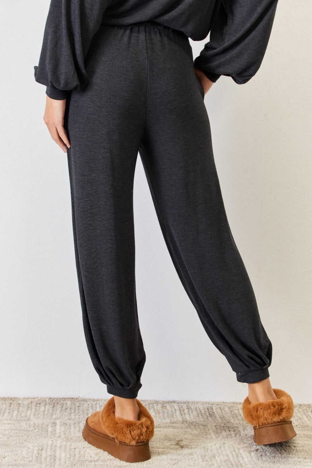 High Waist Drawstring Lounge Joggers  back of pants