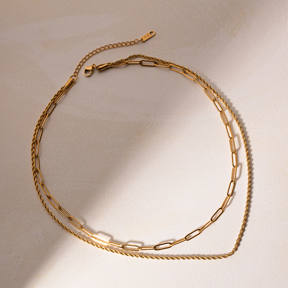 18K Gold-Plated Double Layered Necklace