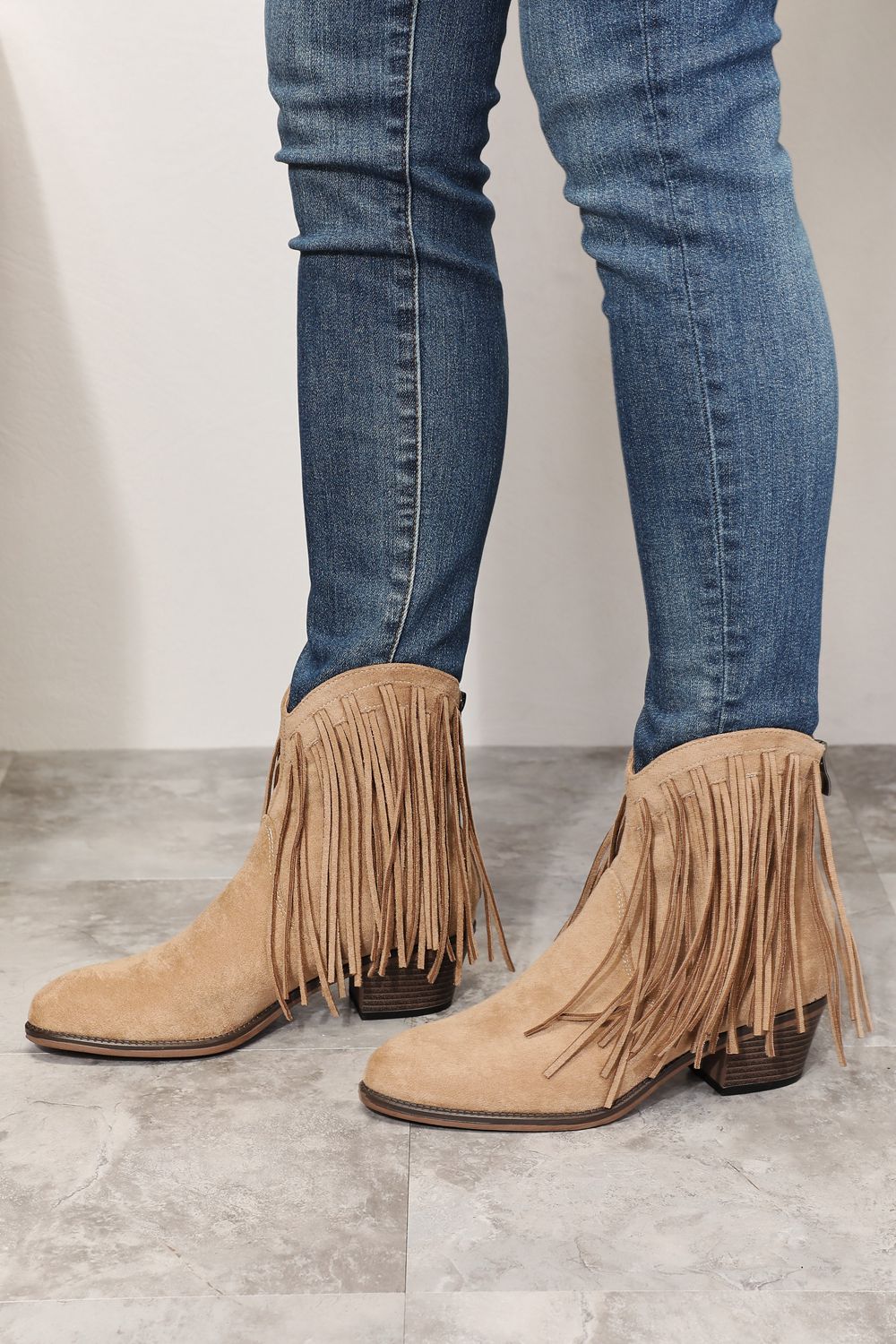 Legend Women's Fringe Cowboy Western Ankle Boots left side