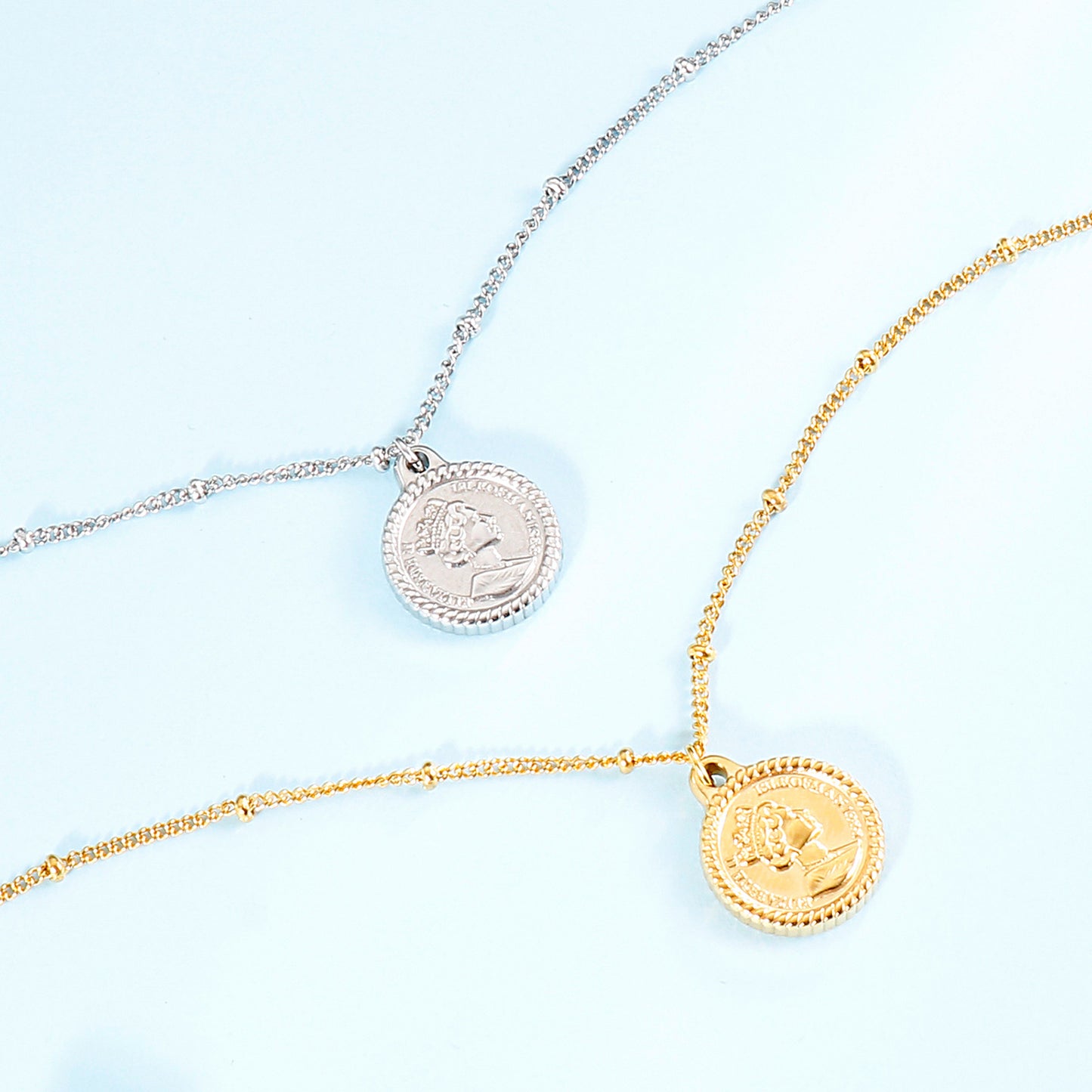 Stainless Steel Coin Pendant Necklace