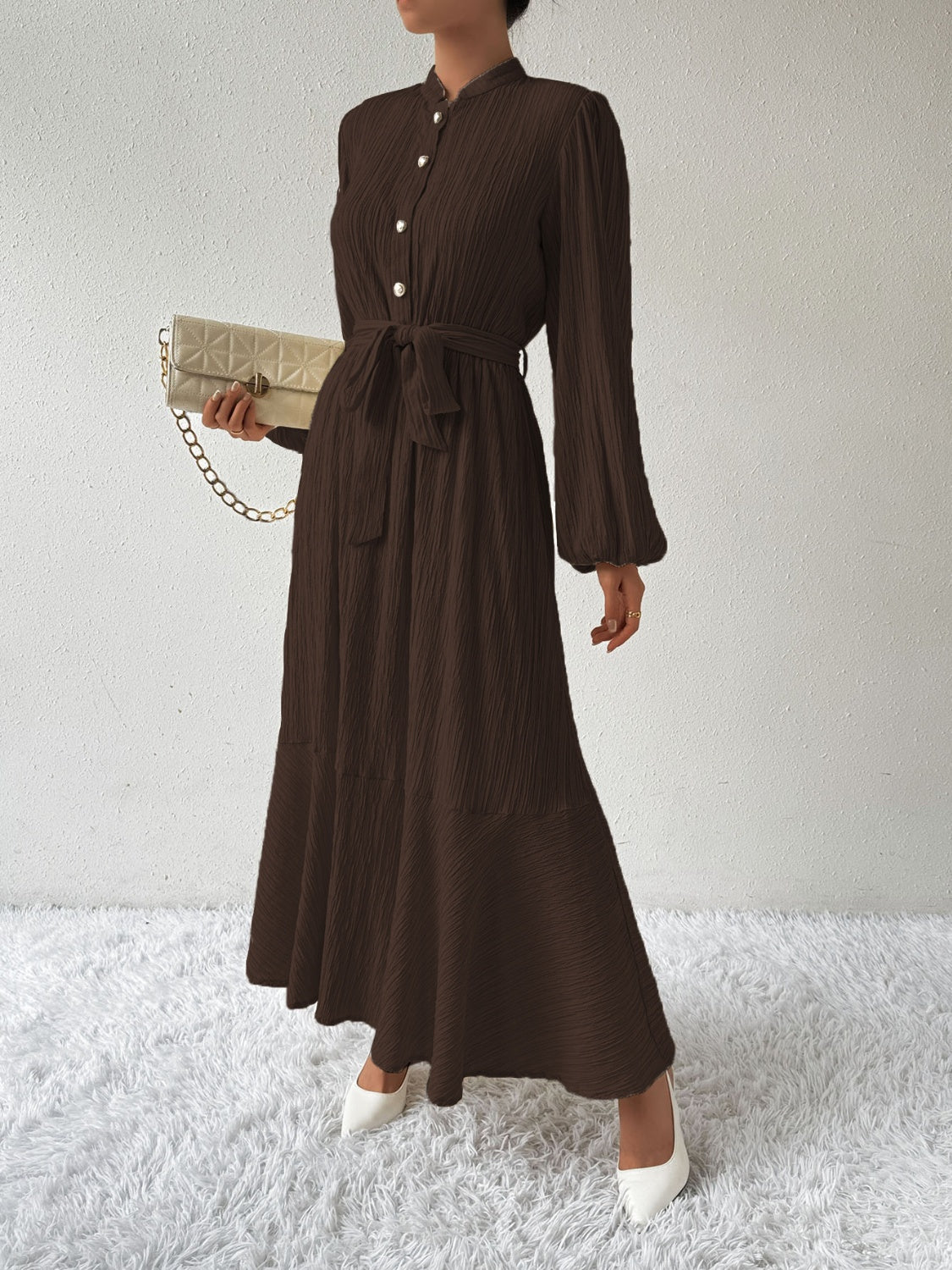 Honey Tie Waist Long Sleeve Dress