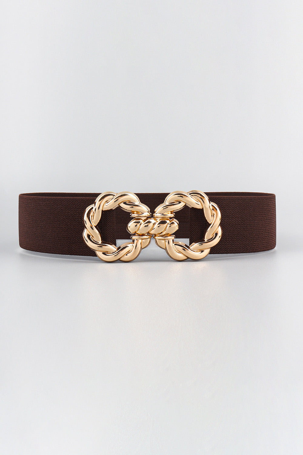 Zinc Alloy Buckle Elastic Belt Chocolate One Size