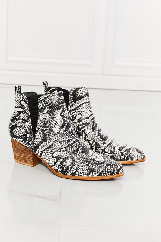 MMShoes Back At It Point Toe Bootie in Snakeskin Pointed Toe Boots