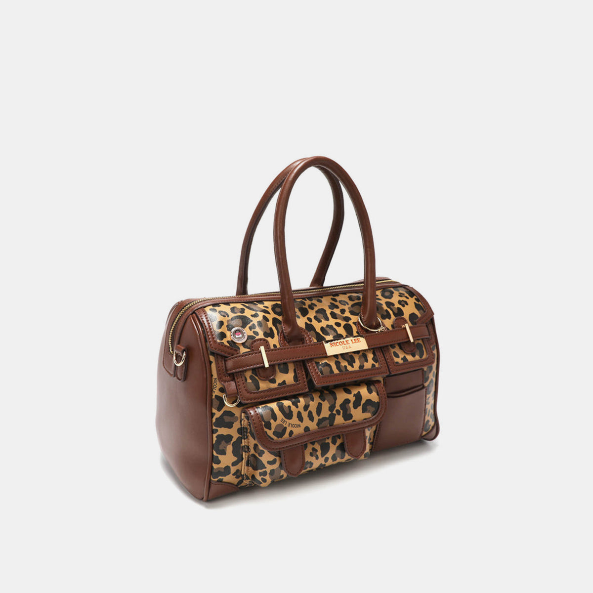 Nicole Lee USA Leopard Boston Bag side