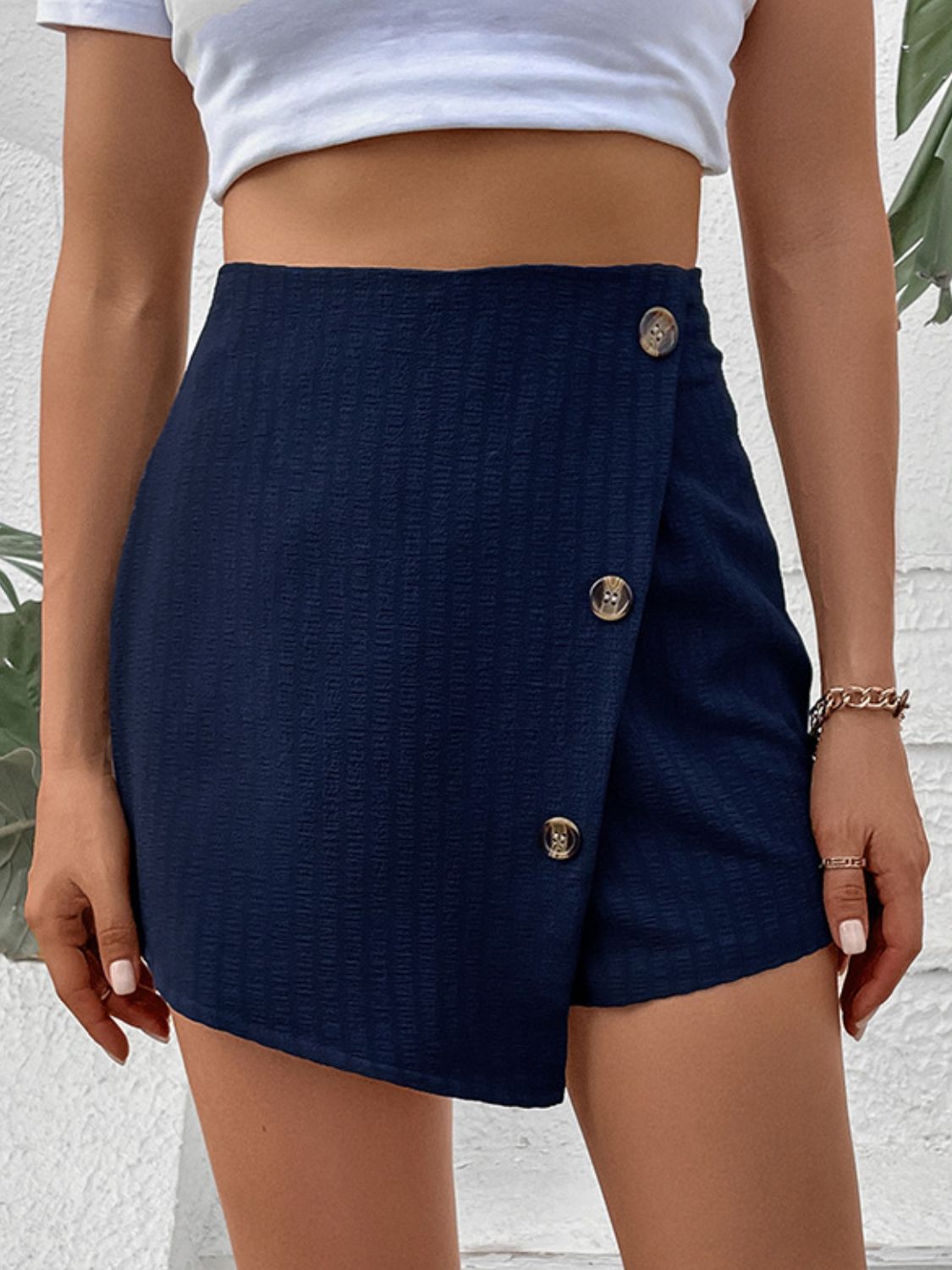 Perfee Zip-Back High Waist Shorts